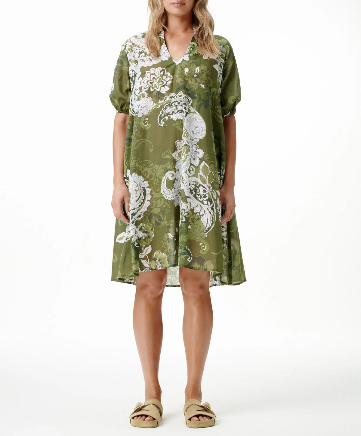 Khaki Swirl Middy Grace Dress