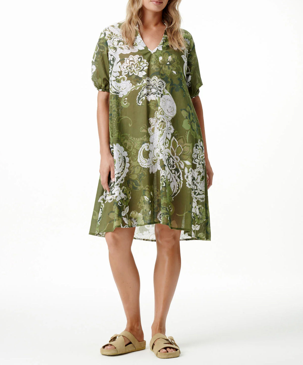 Khaki Swirl Middy Grace Dress