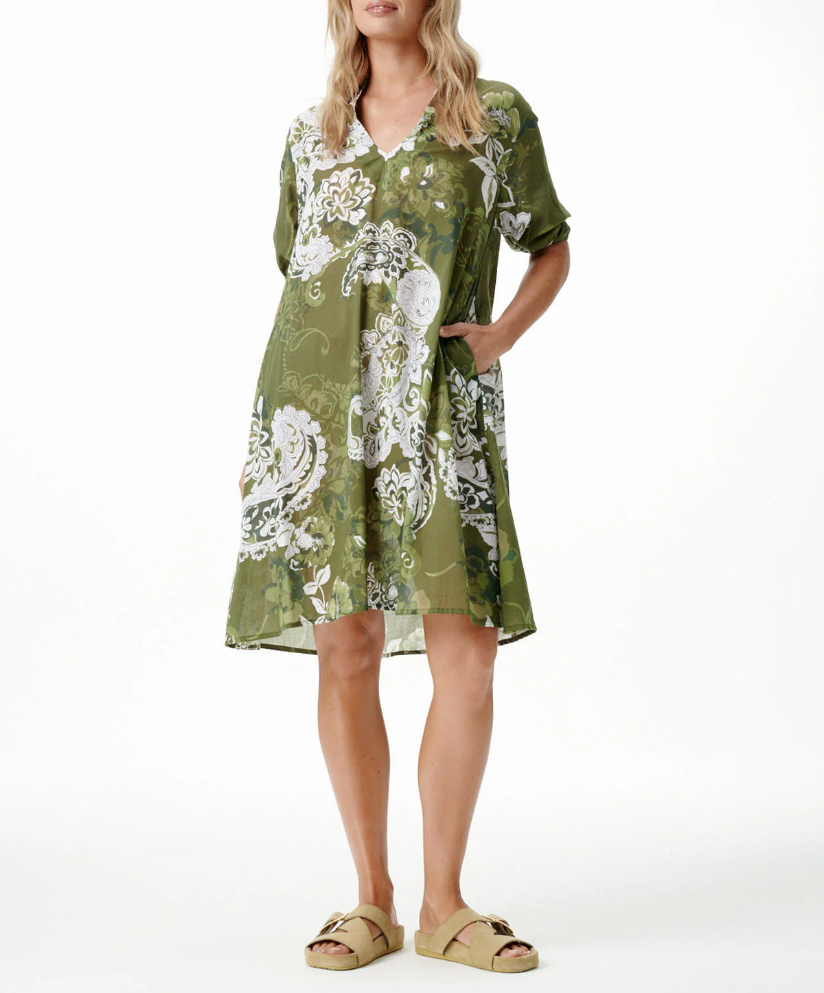 Khaki Swirl Middy Grace Dress