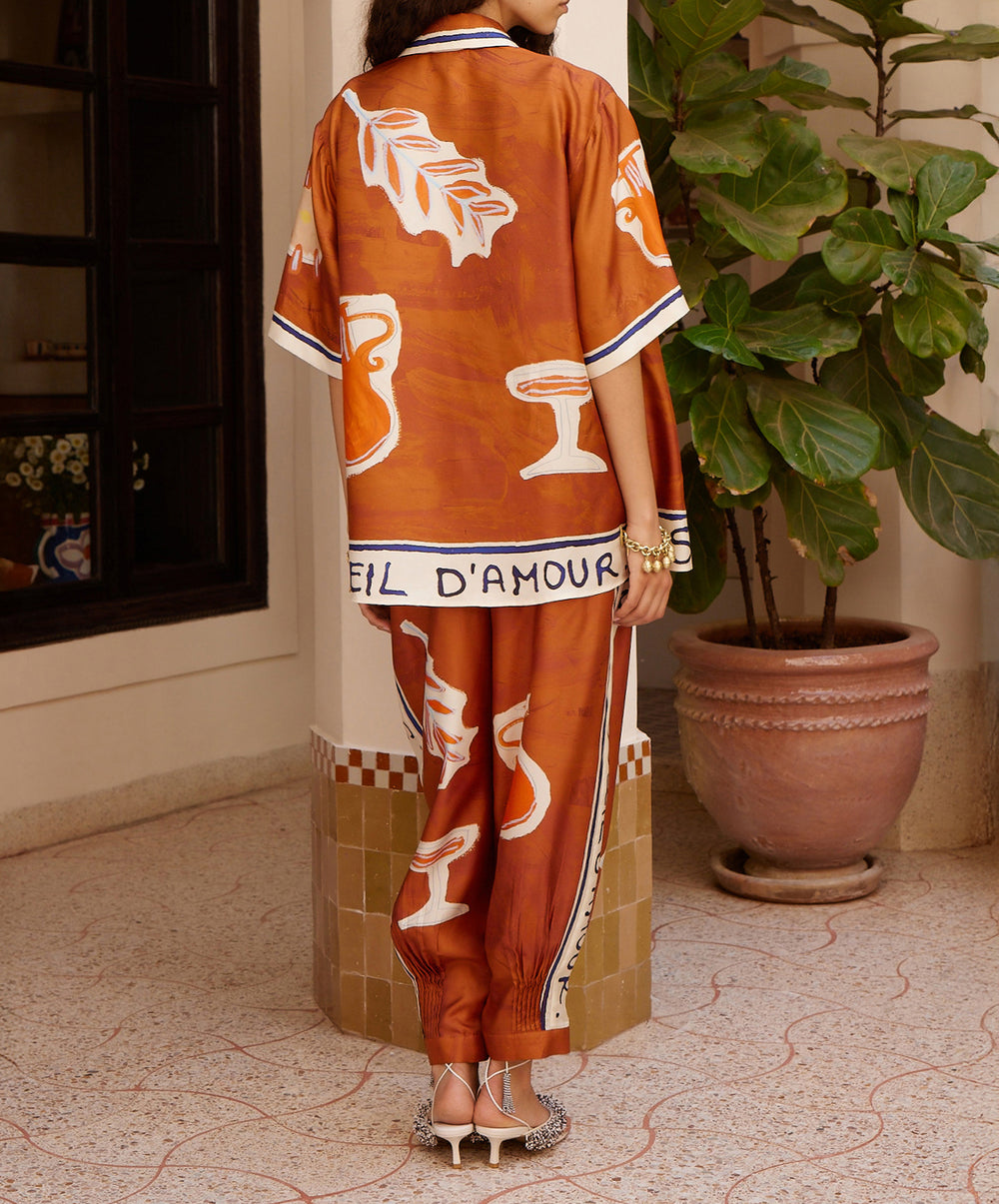 Soleil D'Amour Tapered Silk Pant