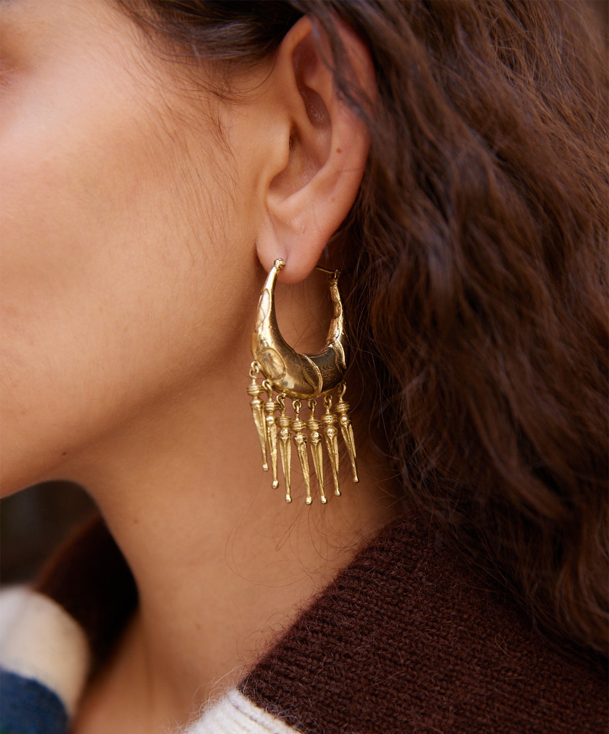 Le Jardin Spike Drop Hoop Earrings