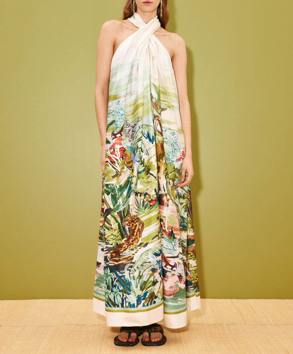 Jungle Boogie Silk Halter Dress