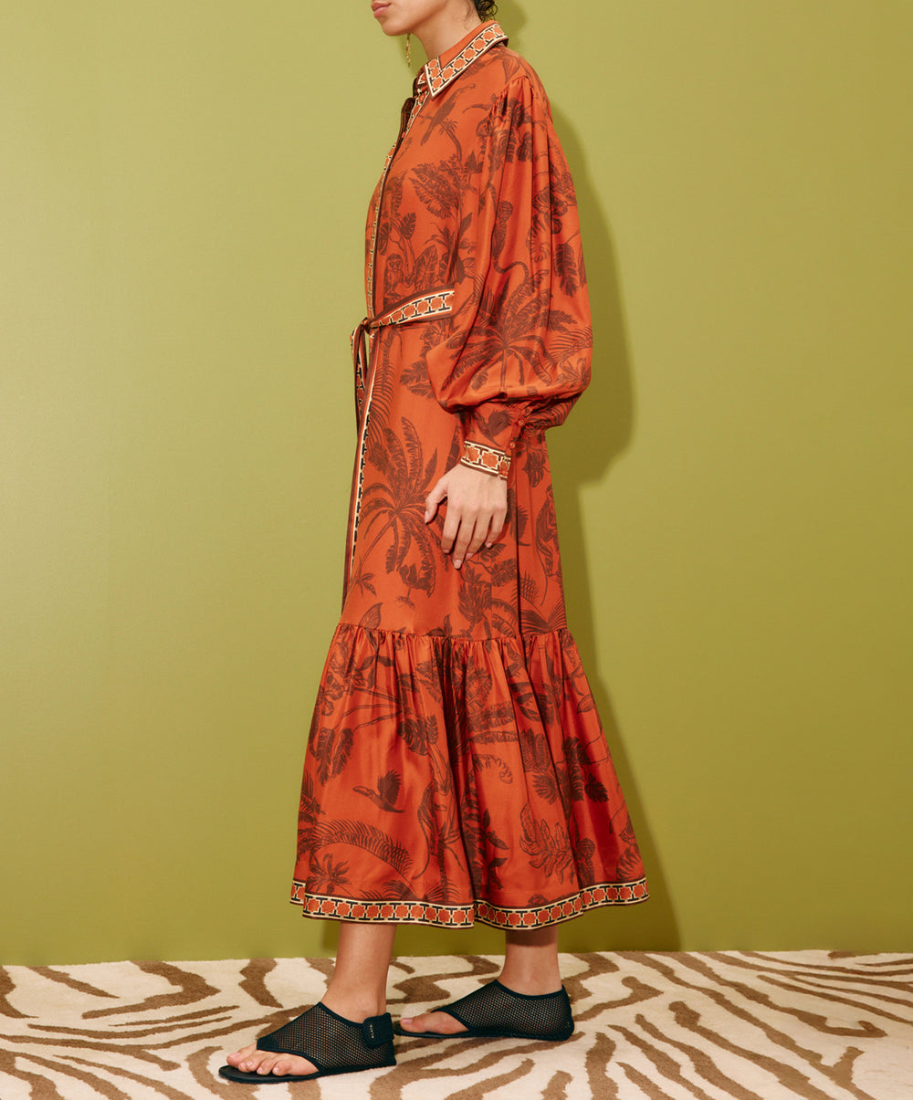 Monkey Dance Silk Shirtdress