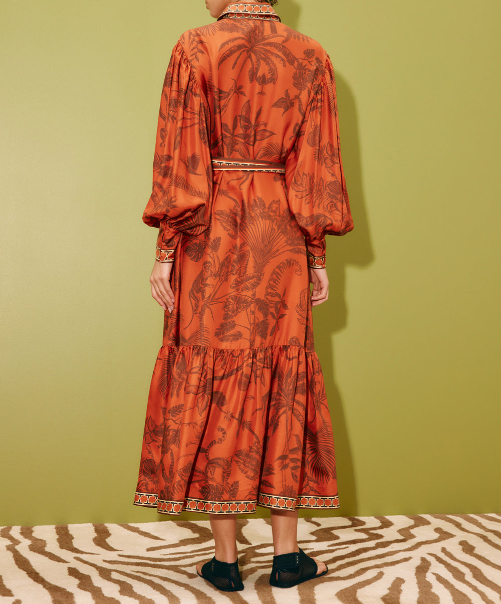 Monkey Dance Silk Shirtdress