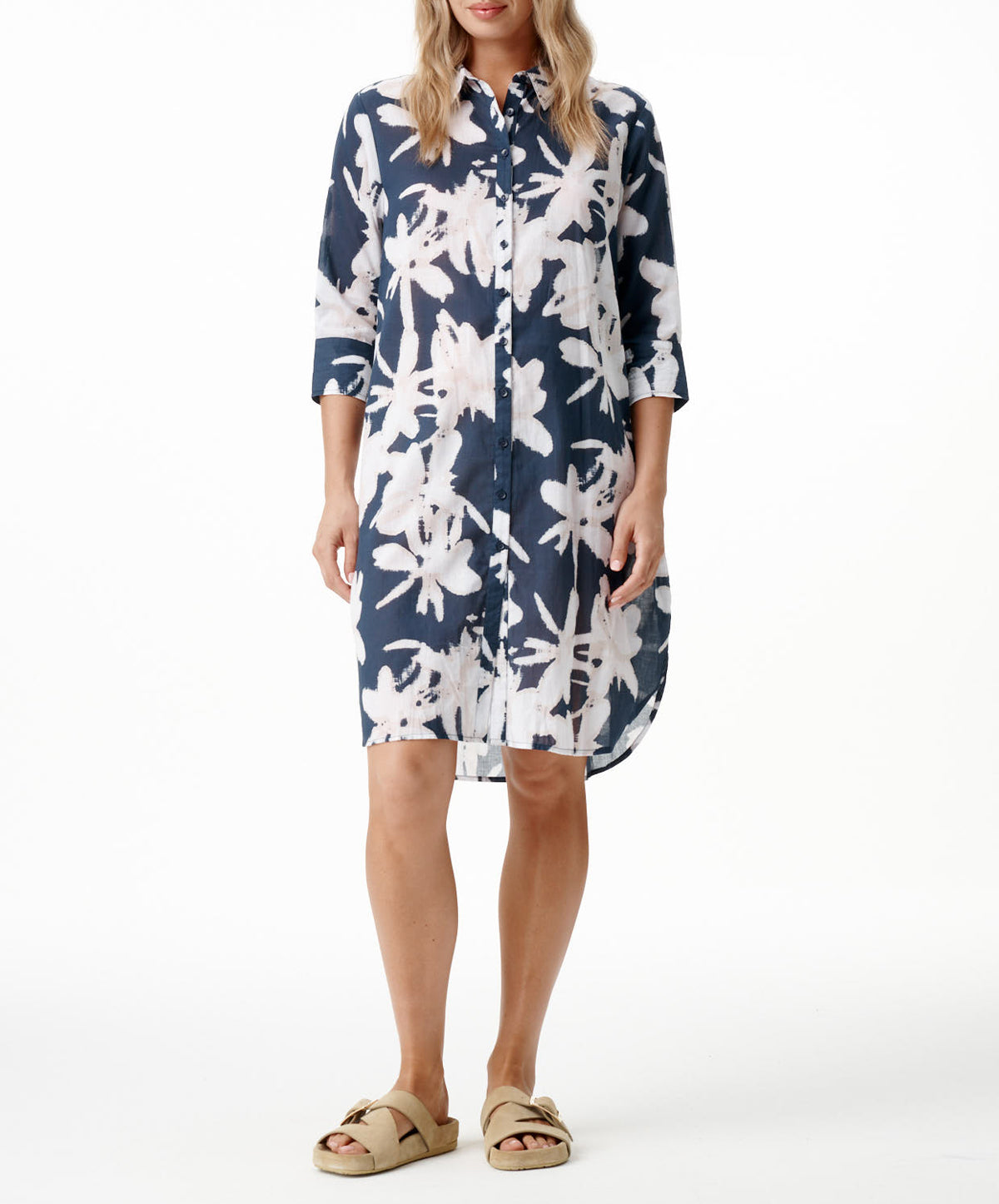 Indigo Leaf Middy Daisy Dress