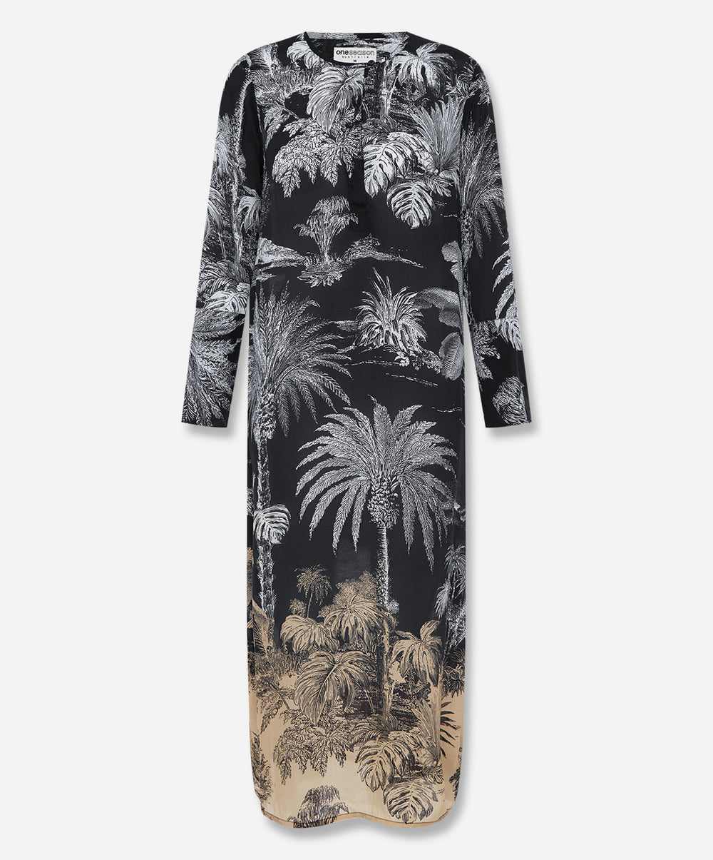 Midnight Palm Long Genie Dress