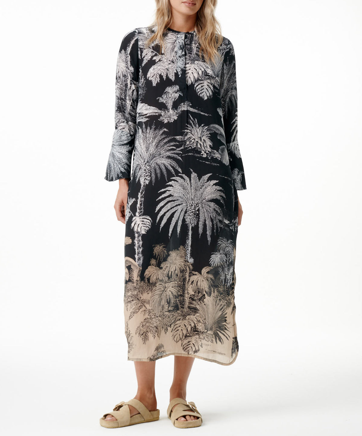 Midnight Palm Long Genie Dress