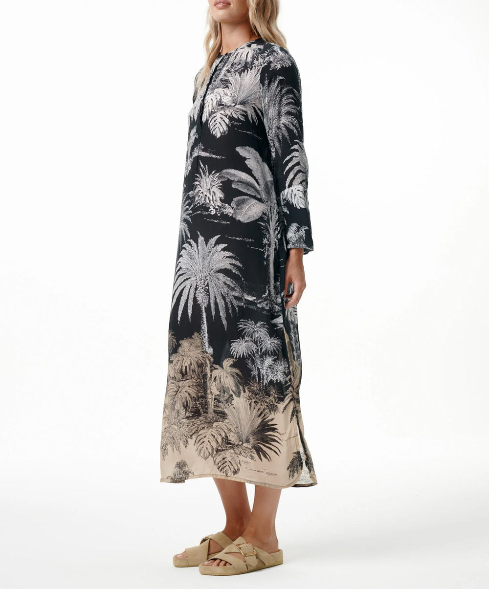 Midnight Palm Long Genie Dress