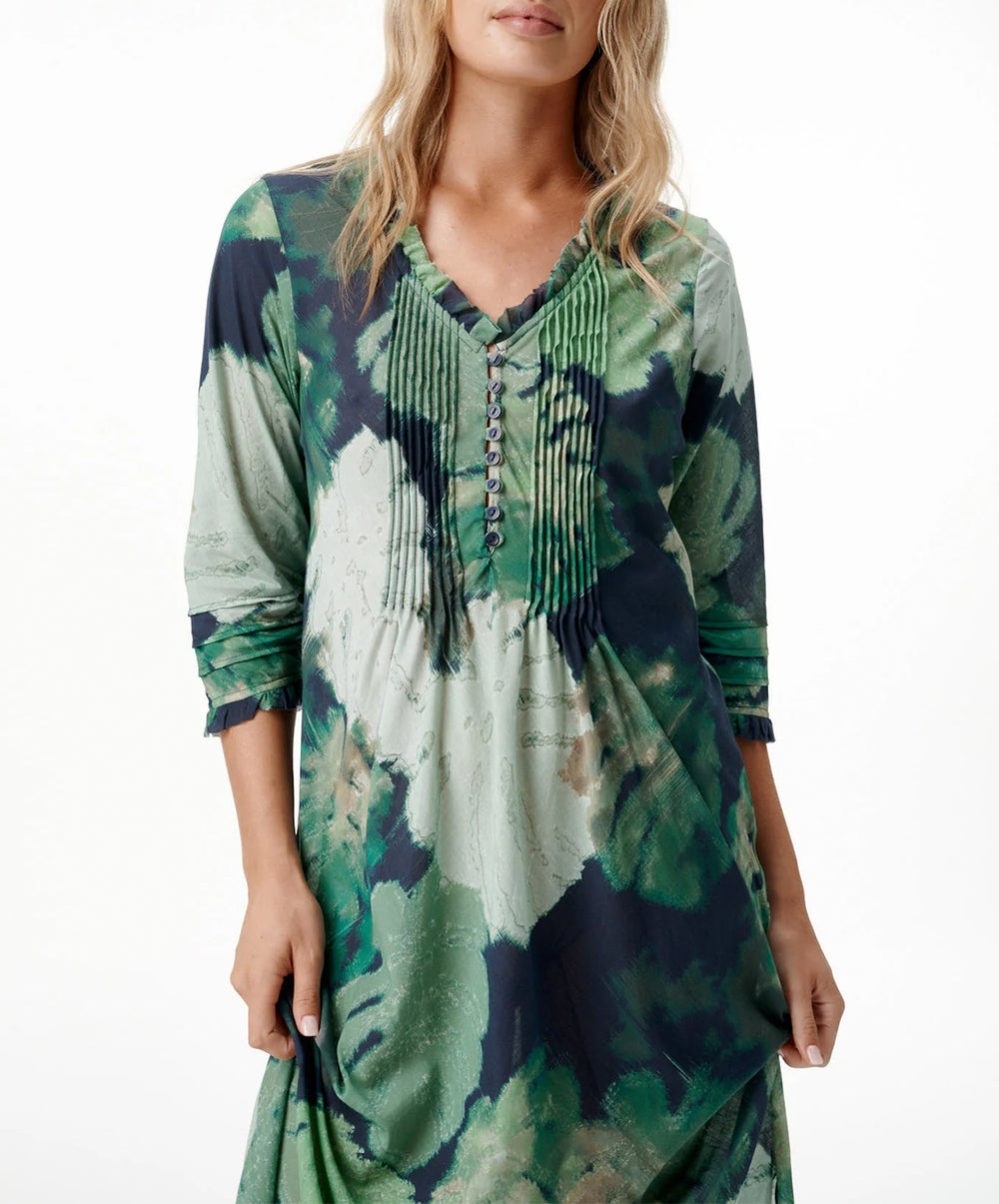 Monstera Night Long Poppy Dress