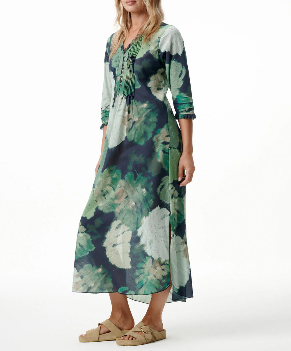 Monstera Night Long Poppy Dress