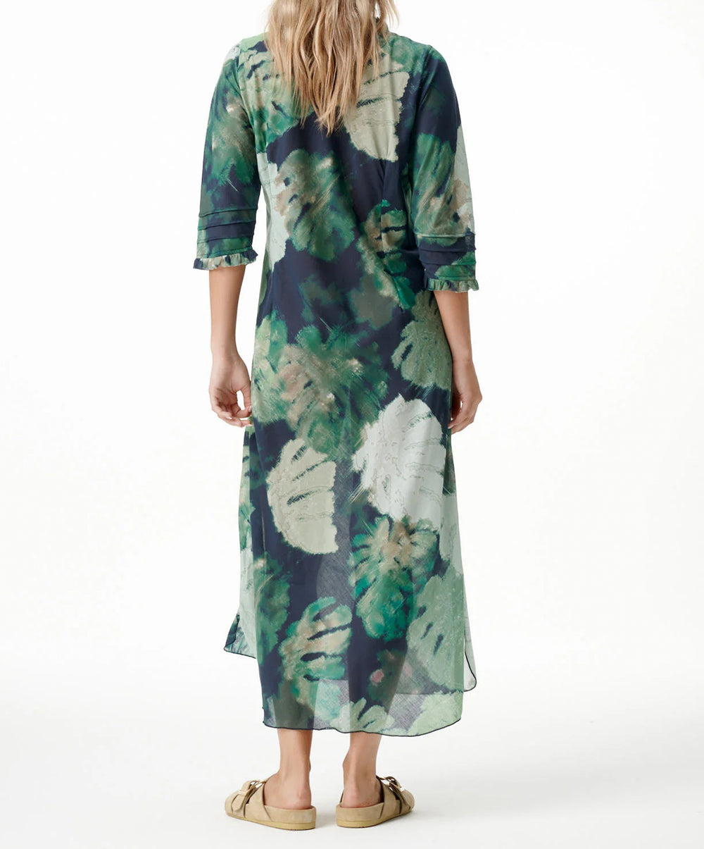 Monstera Night Long Poppy Dress