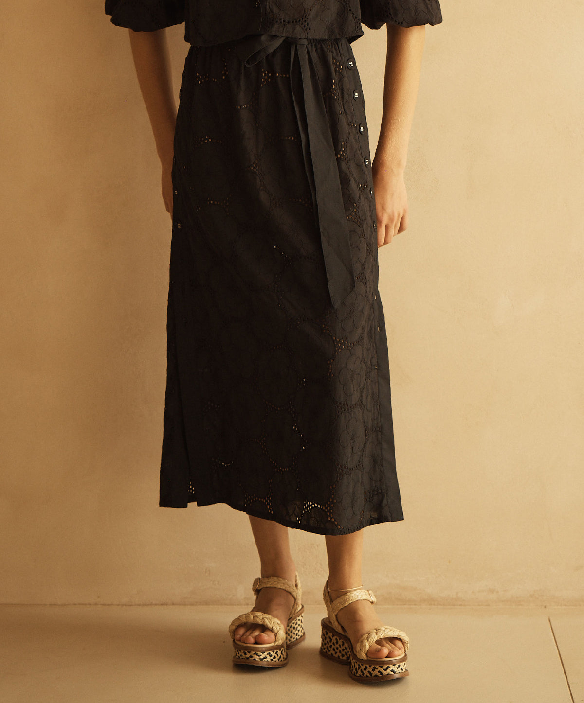 RICAMO Side Button Skirt