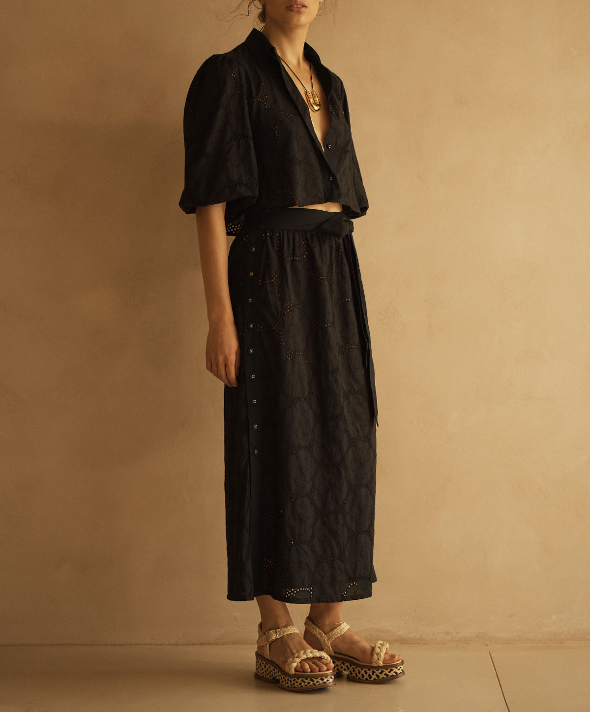 RICAMO Side Button Skirt