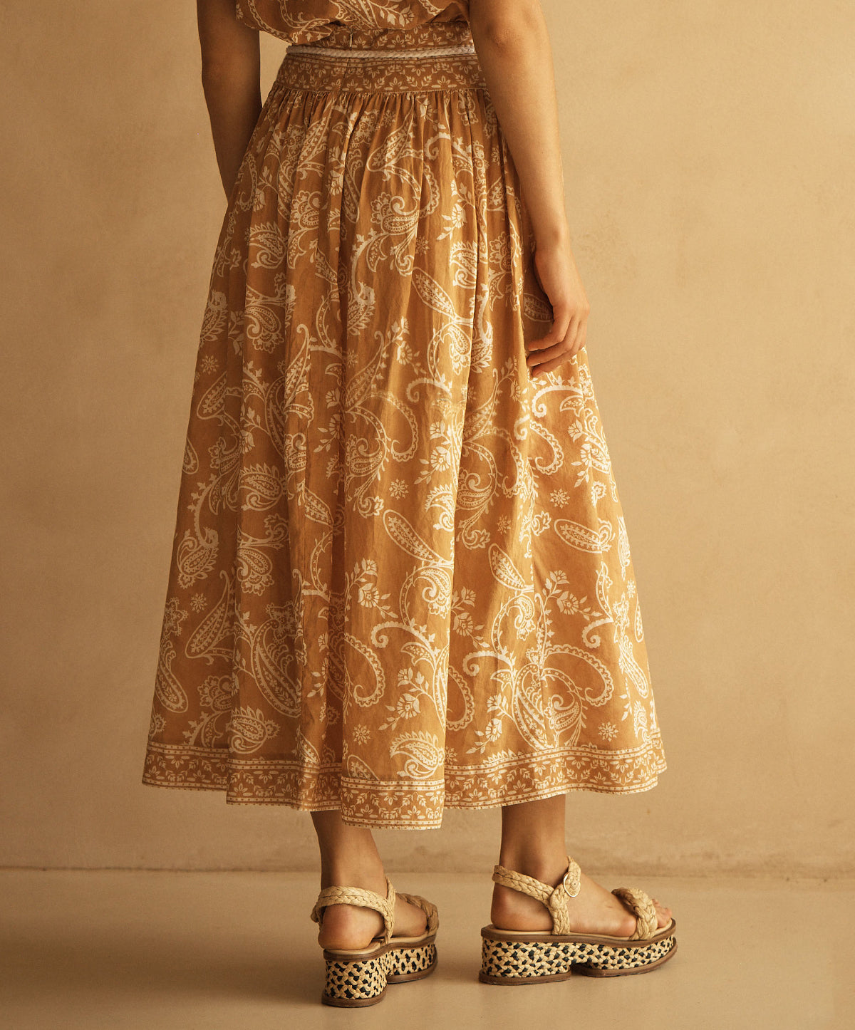 BUTA Belted Drop Waist Midi Skirt