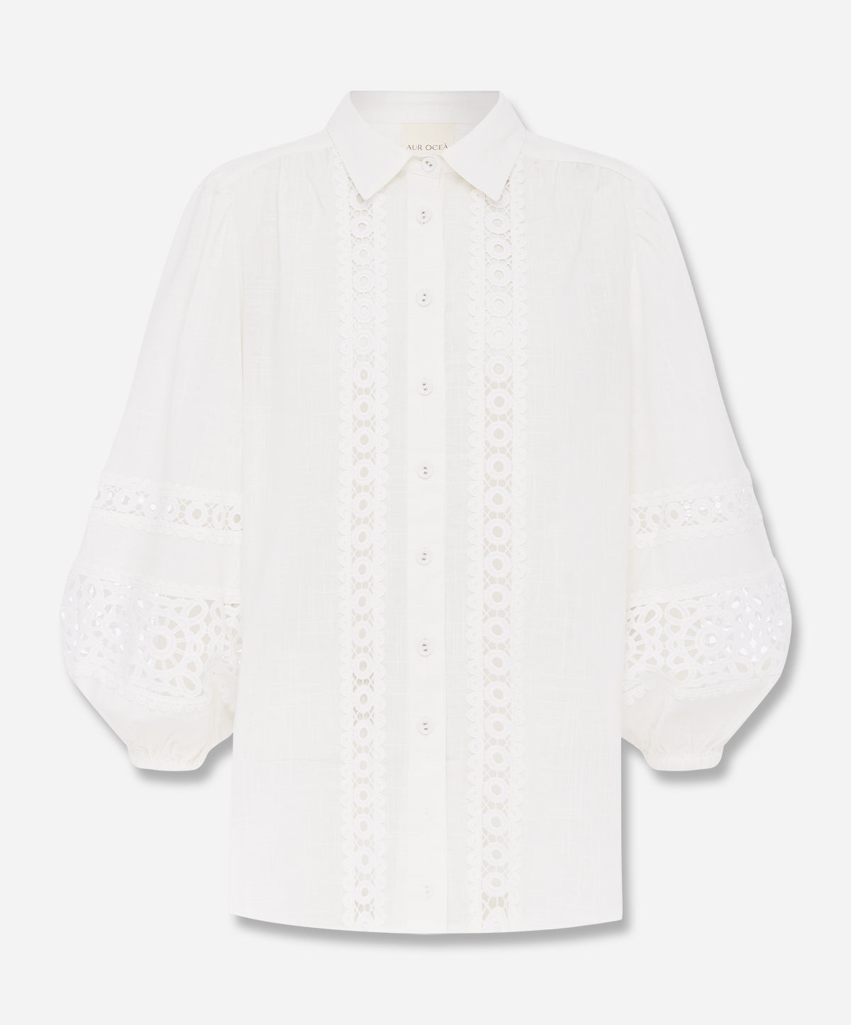 BIANCA Lace Trim Billow Sleeve Blouse