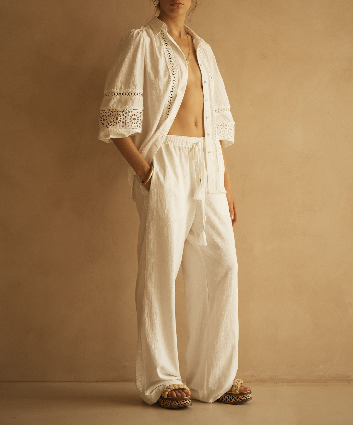 BIANCA Lace Trim Straight Leg Pant
