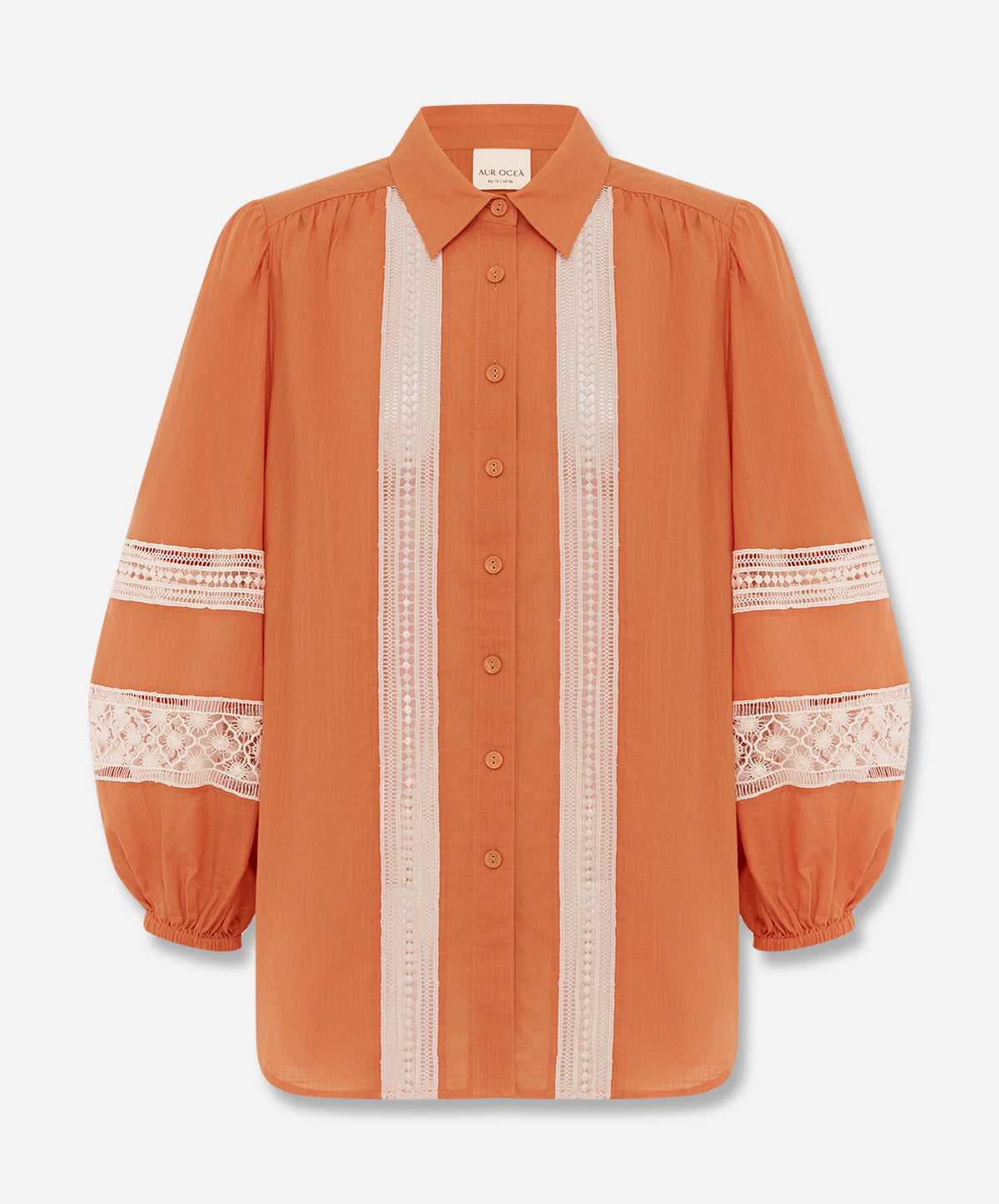 TANGELO Lace Trim Billow Sleeve Blouse