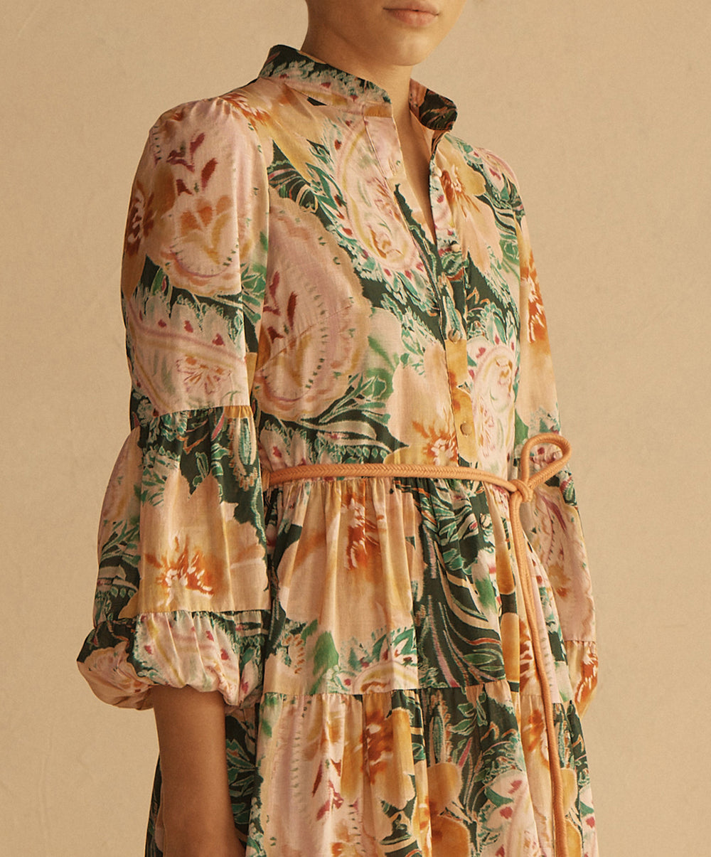 IBISCO Button Through Tiered Maxi Dress