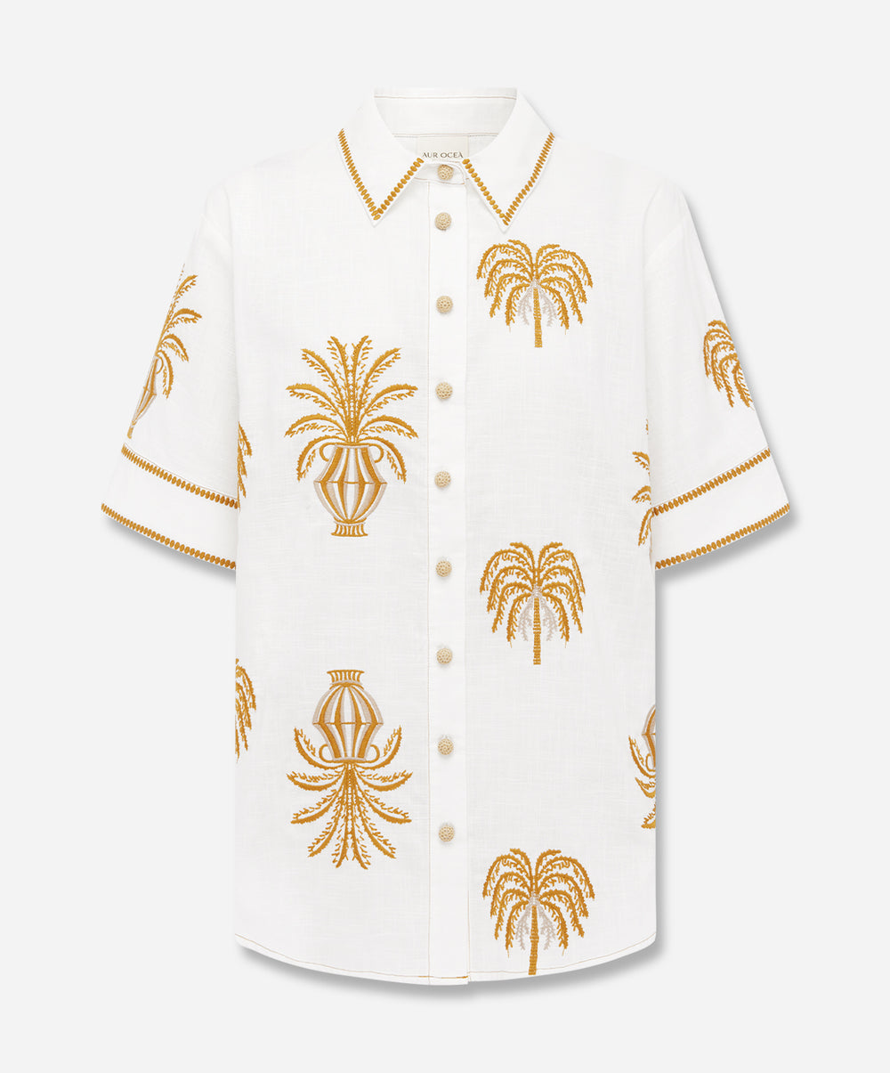 DALLA PALMA EMBROIDERED Cuffed Short Sleeve Shirt