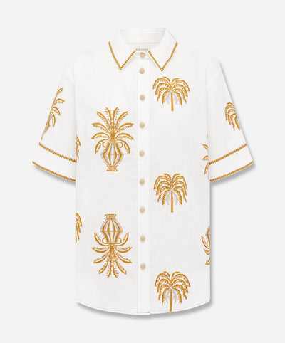 DALLA PALMA EMBROIDERED Cuffed Short Sleeve Shirt
