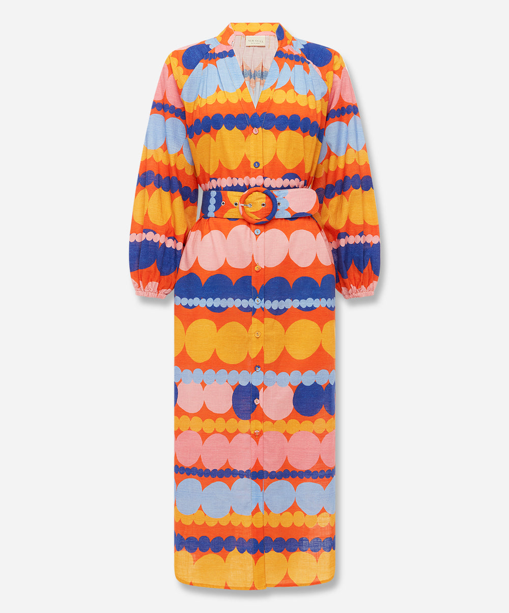 TROVAMI Belted Billow Sleeve Dress