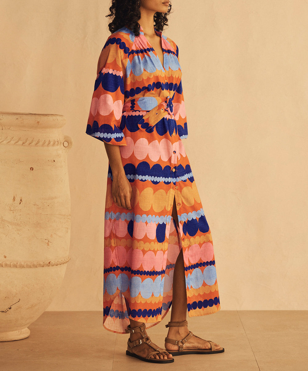 TROVAMI Belted Billow Sleeve Dress