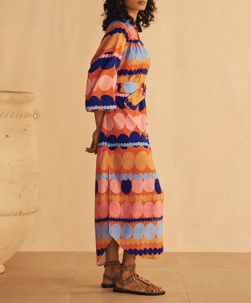 TROVAMI Belted Billow Sleeve Dress