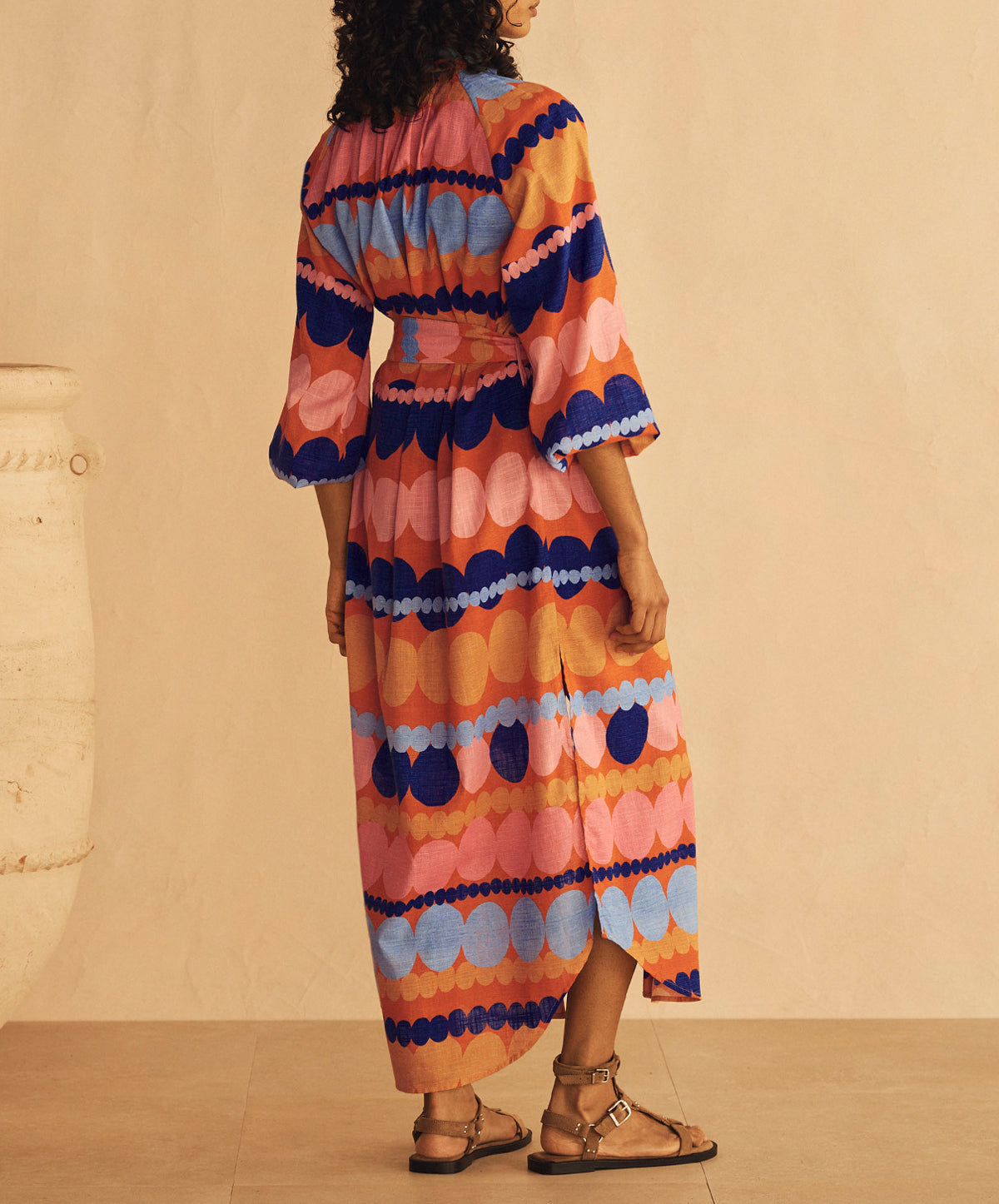 TROVAMI Belted Billow Sleeve Dress