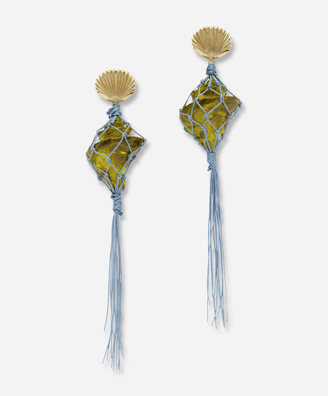 Ona Macrame Shell Drop Earrings
