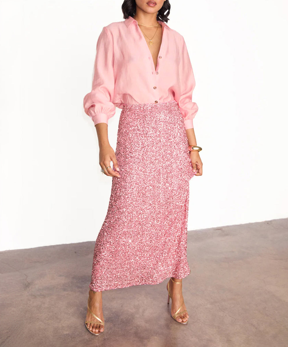 Pink Sequin Dorris Skirt | The Forme Pink Sequin Dorris Skirt | The Forme