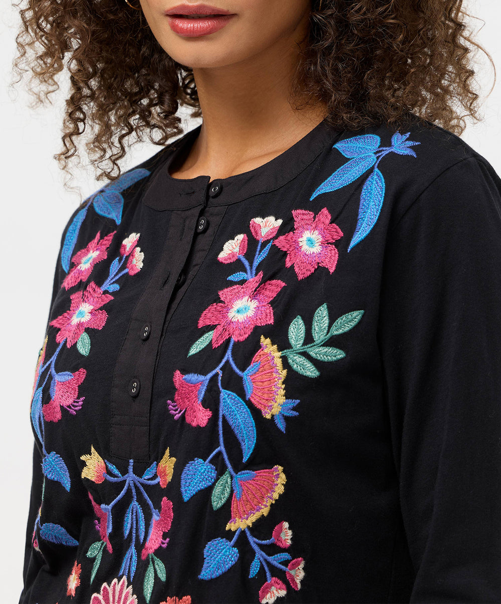 Mixed Media Henley T-Shirt