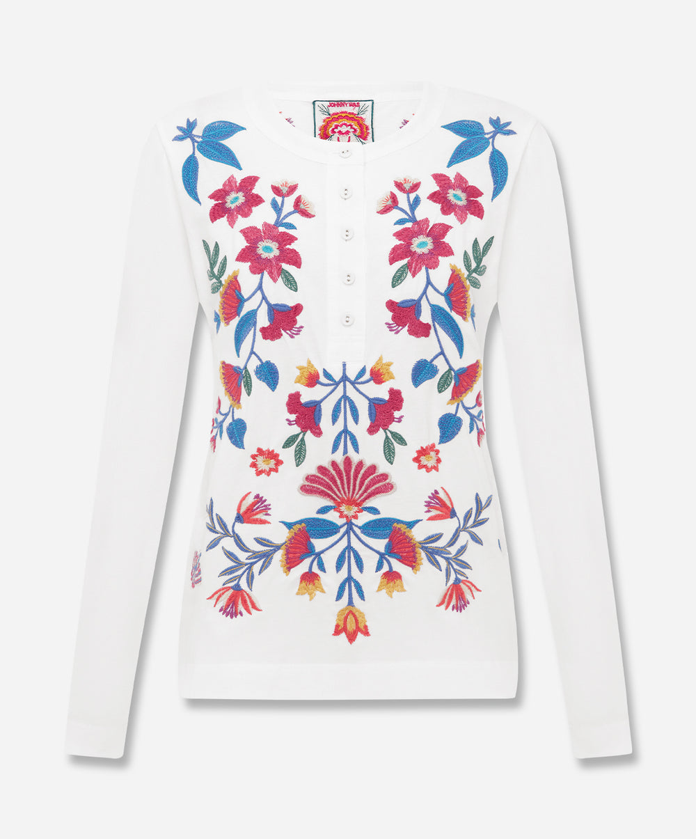 Mixed Media Henley T-Shirt