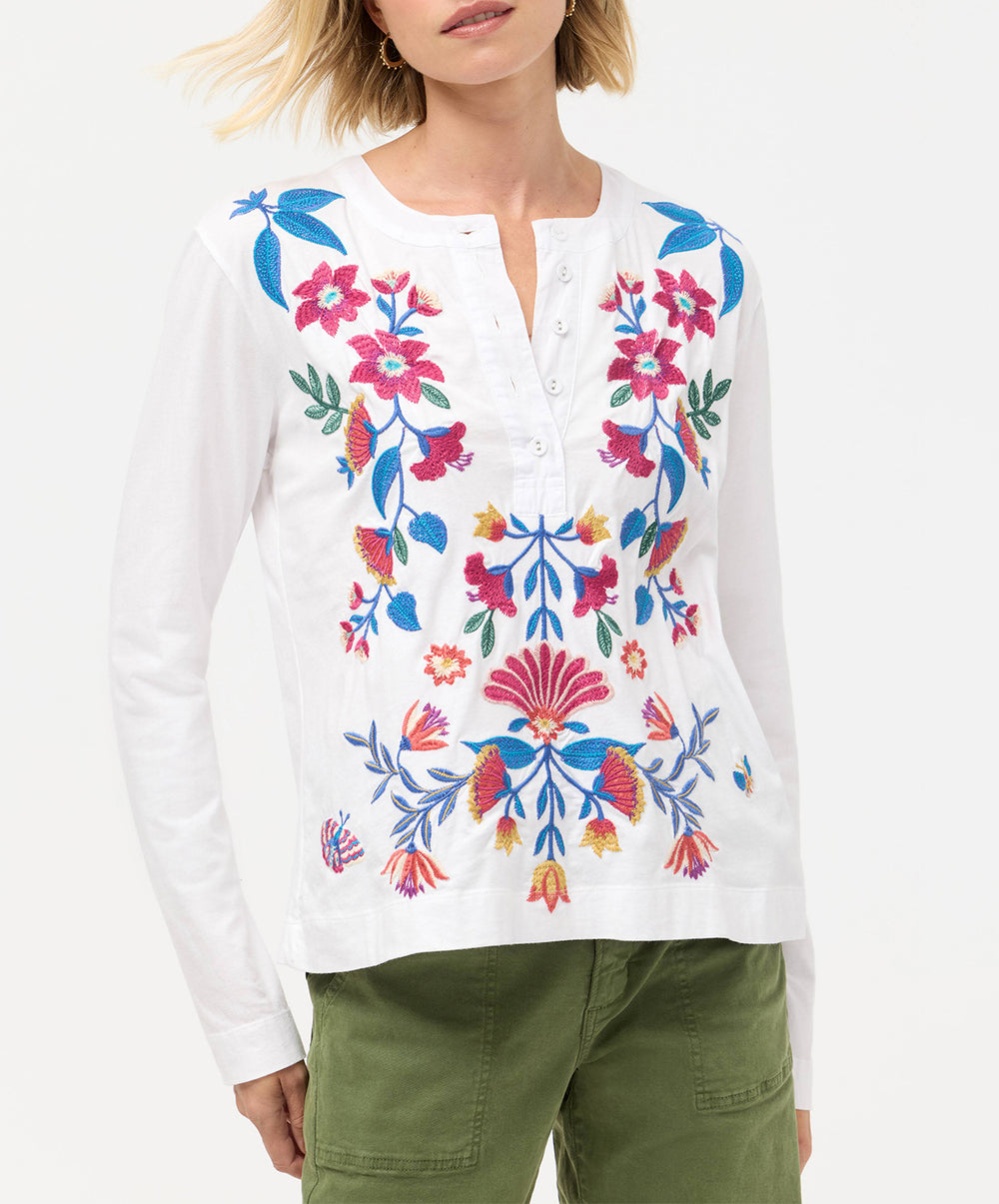 Mixed Media Henley T-Shirt
