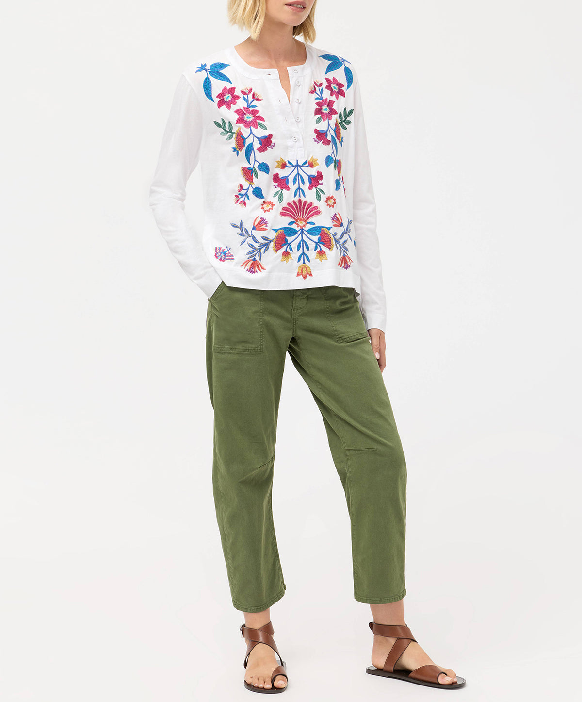 Mixed Media Henley T-Shirt