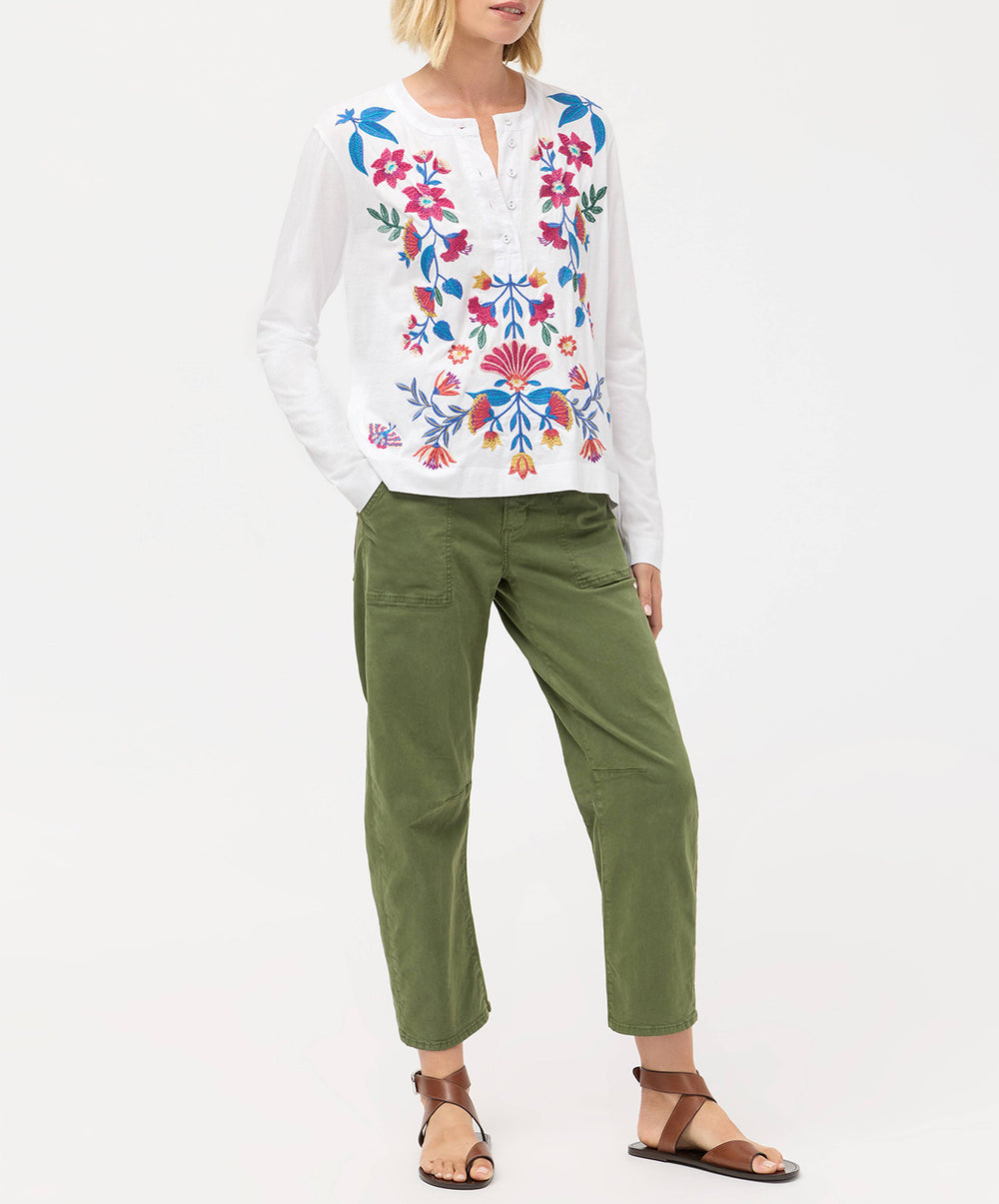 Mixed Media Henley T-Shirt