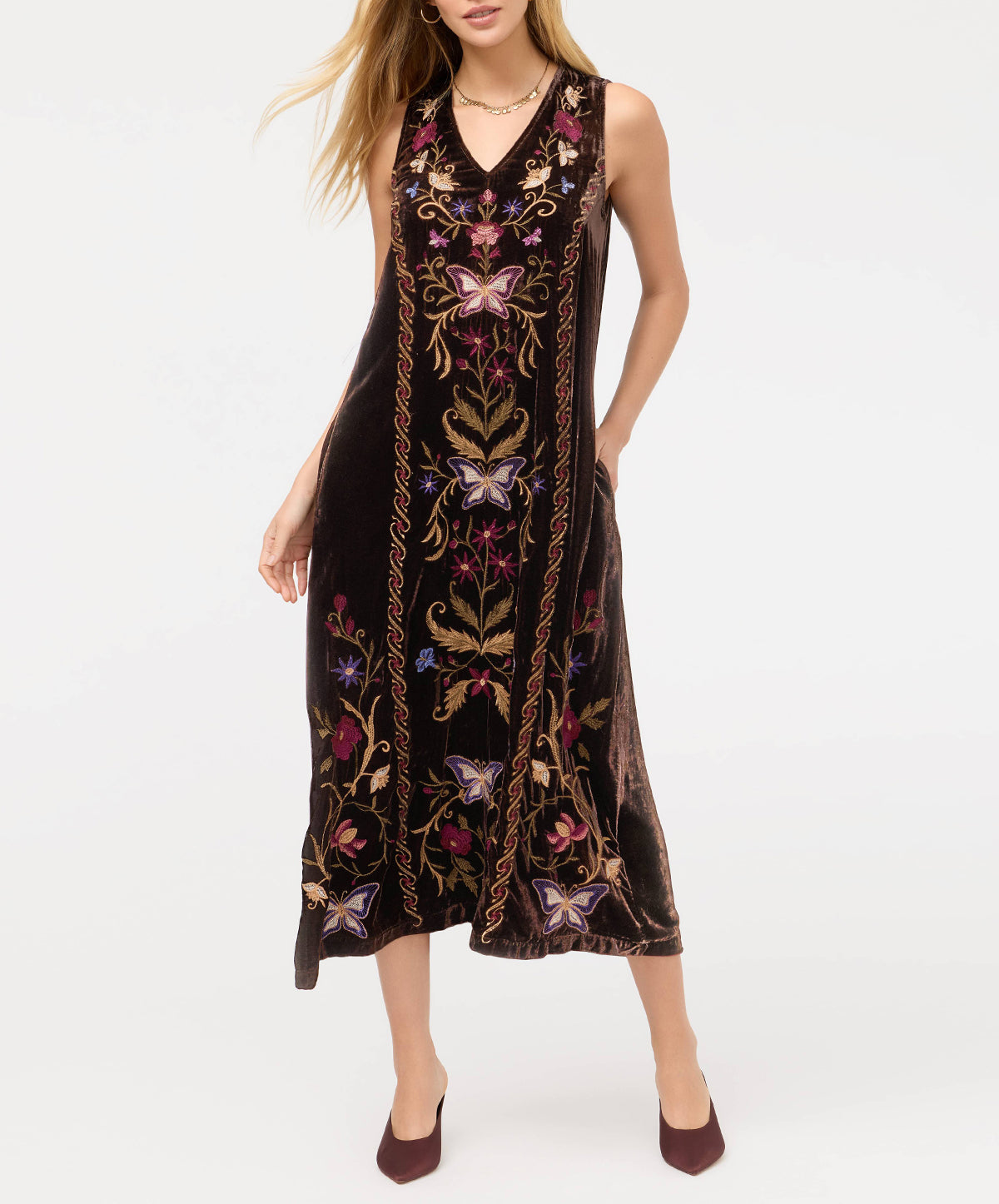 Velvet V-Neck Tank Dress