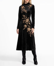 Load image into Gallery viewer, Stretch Velvet Mock Neck Dress