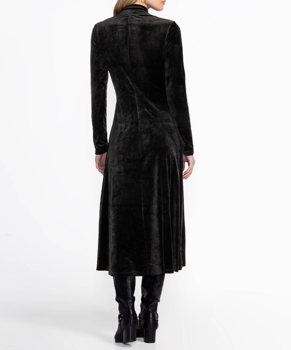 Stretch Velvet Mock Neck Dress