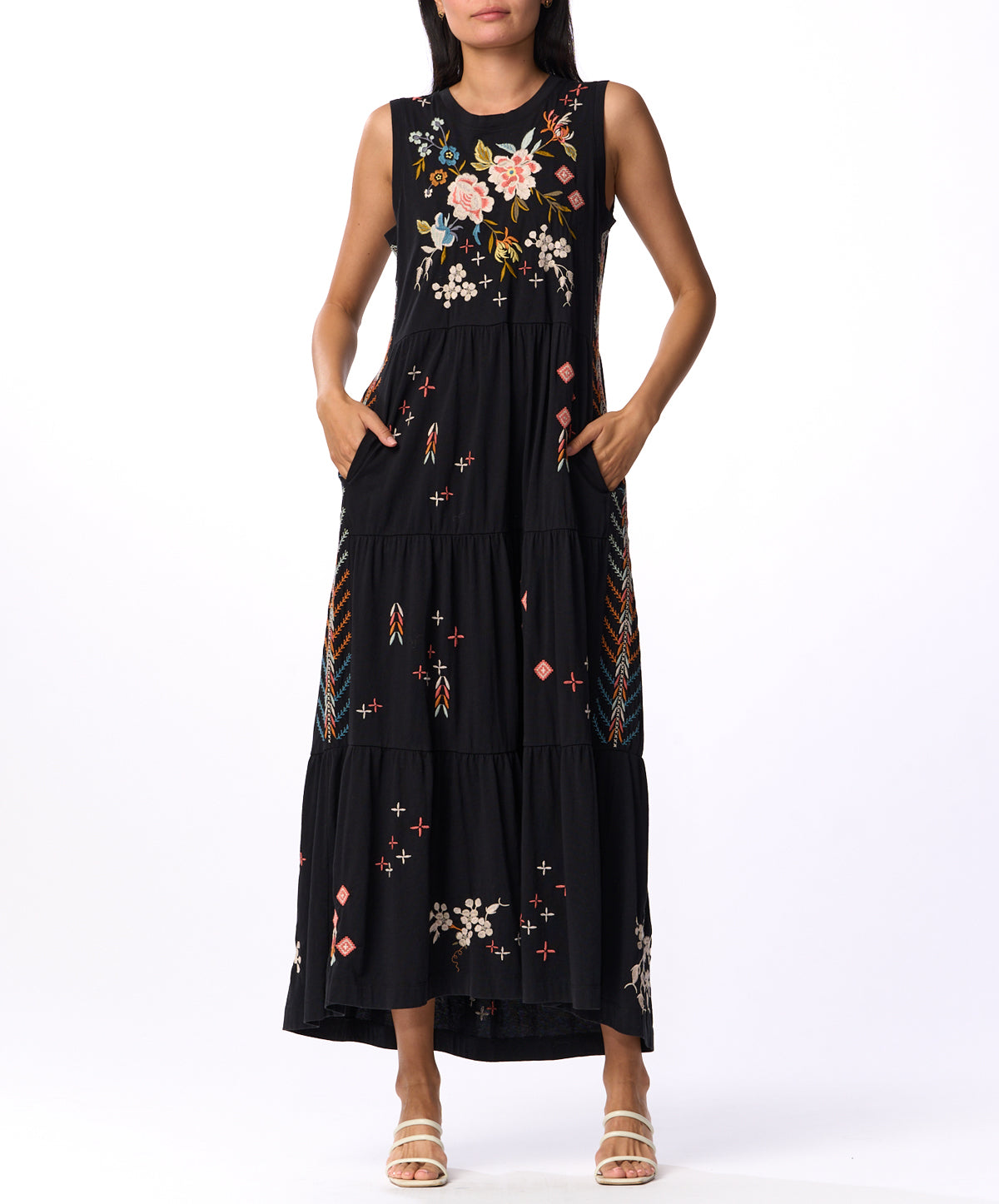 Ceretti Tiered Maxi Tank Dress