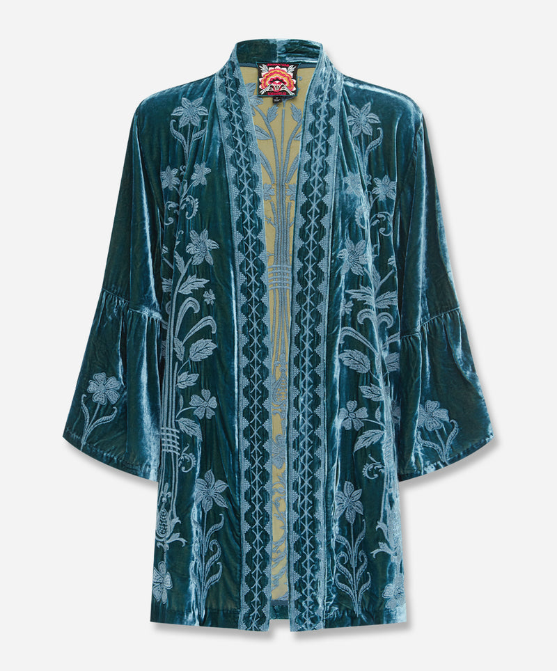 Velvet Ruffle Sleeve Kimono