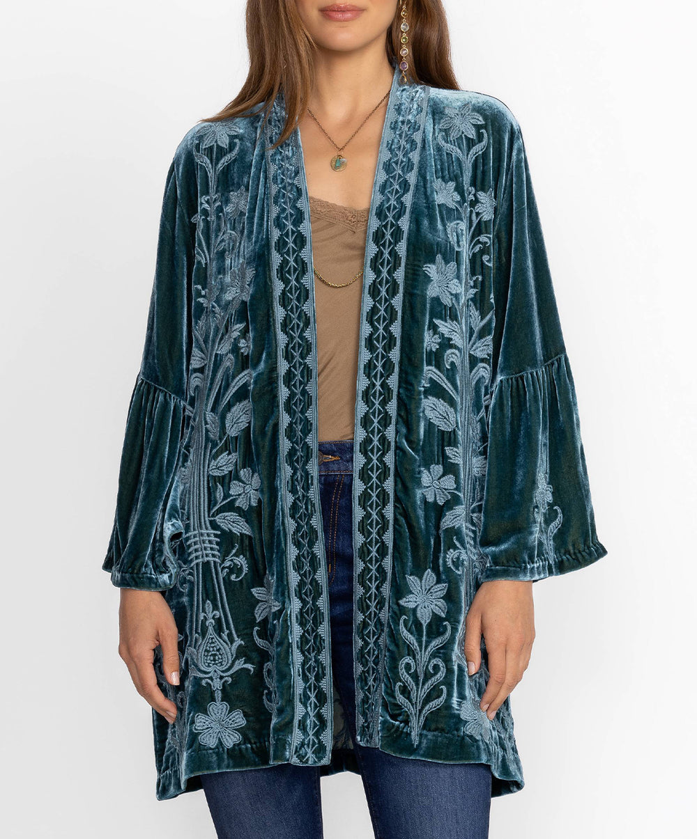 Velvet Ruffle Sleeve Kimono