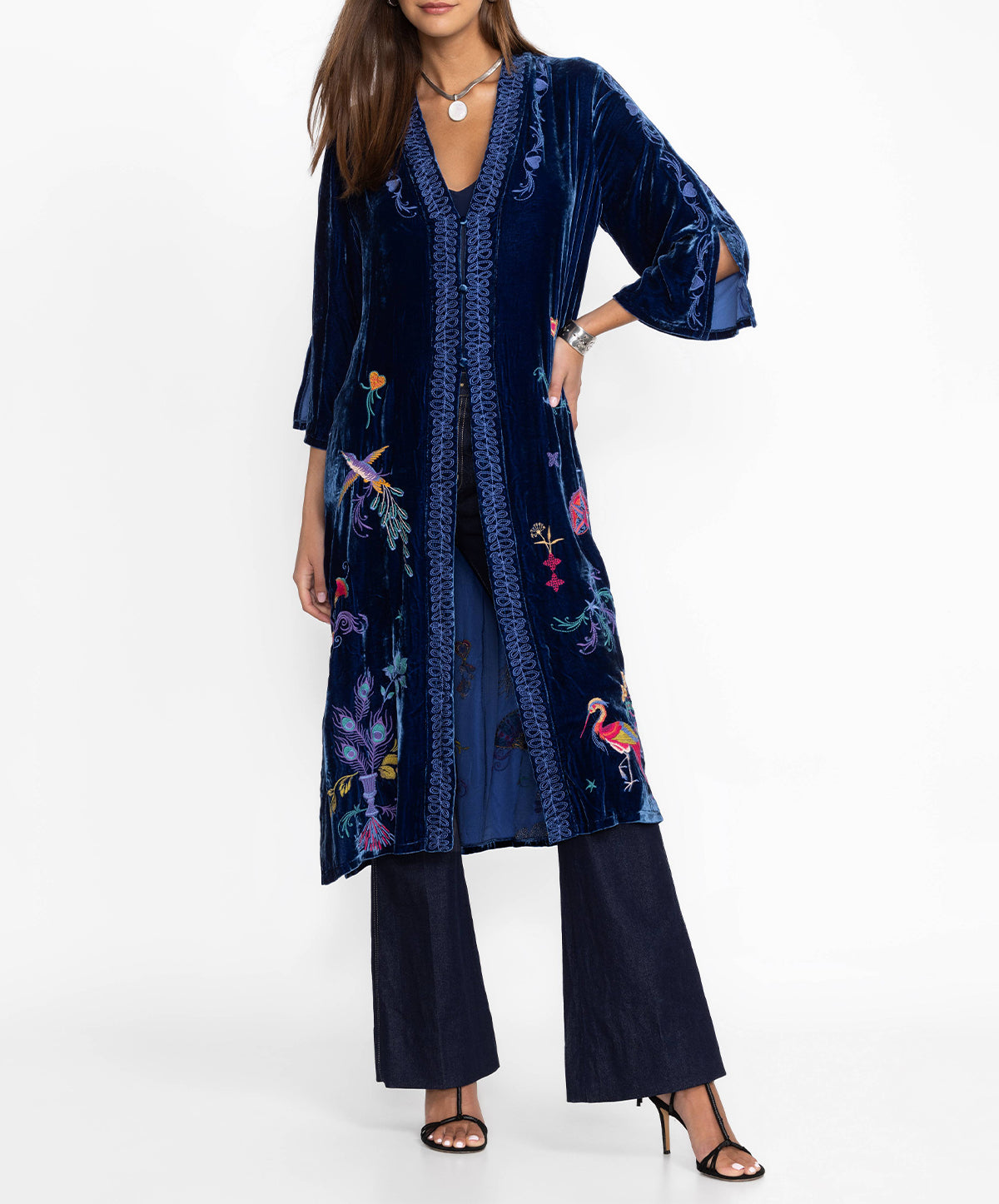 Velvet Button Front Kimono