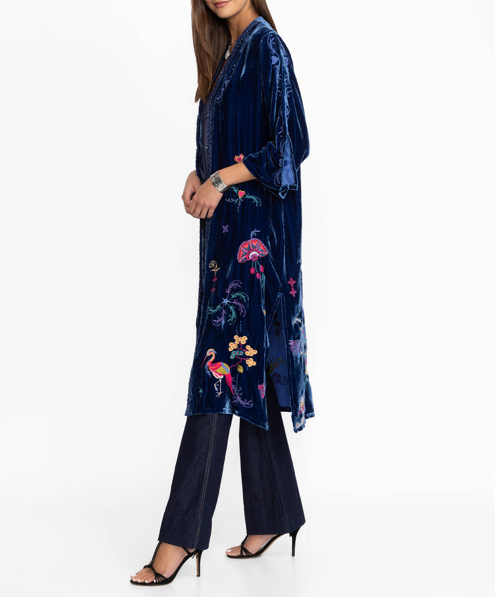 Velvet Button Front Kimono