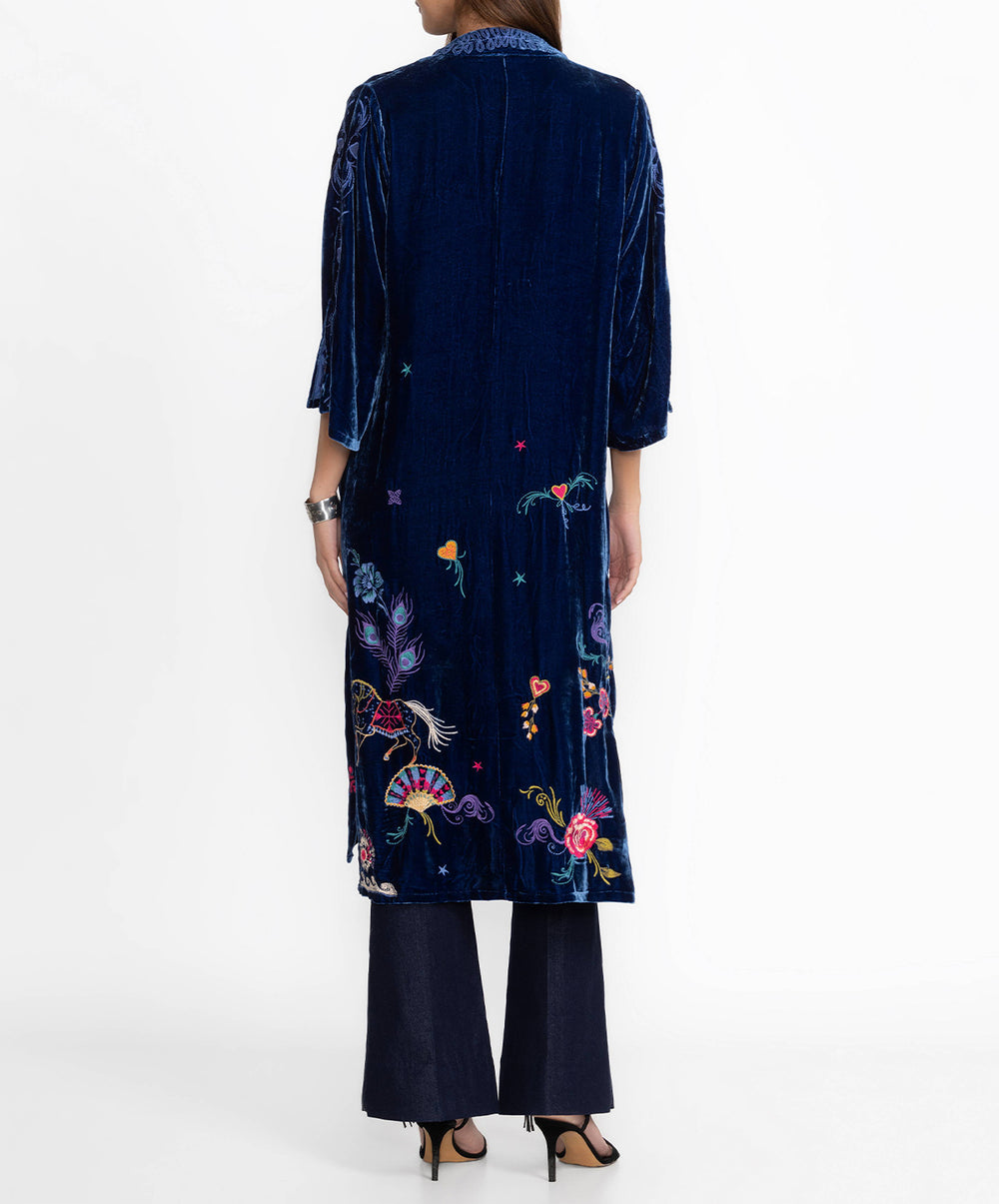 Velvet Button Front Kimono