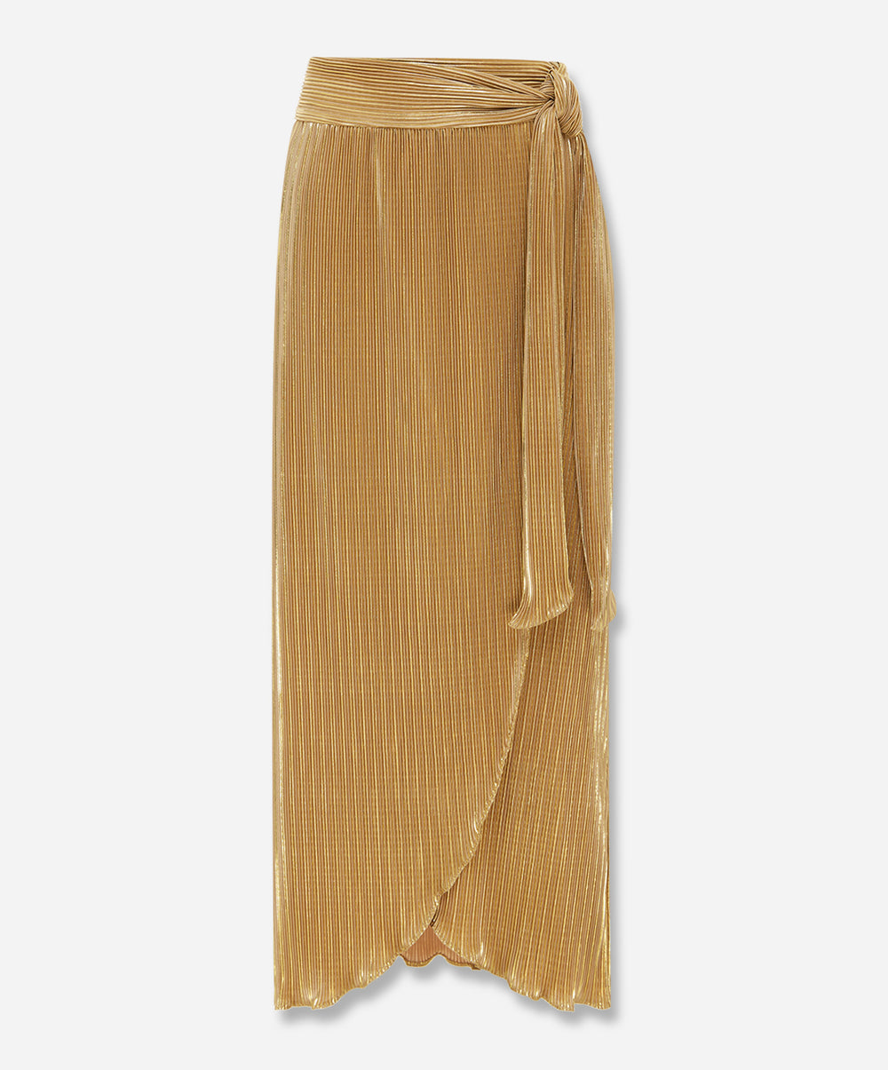 Gold Plissé Jaspre Skirt