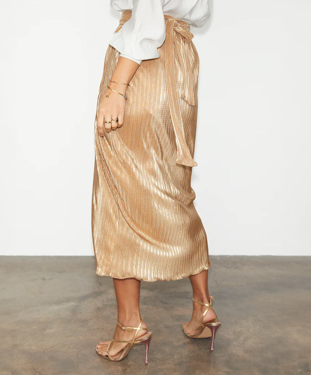 Gold Plissé Jaspre Skirt
