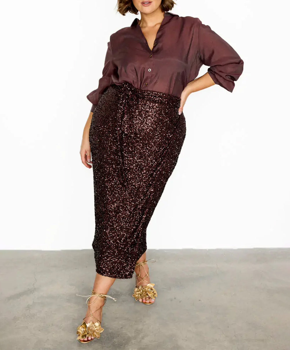 Chocolate Jaspre Sequin Skirt