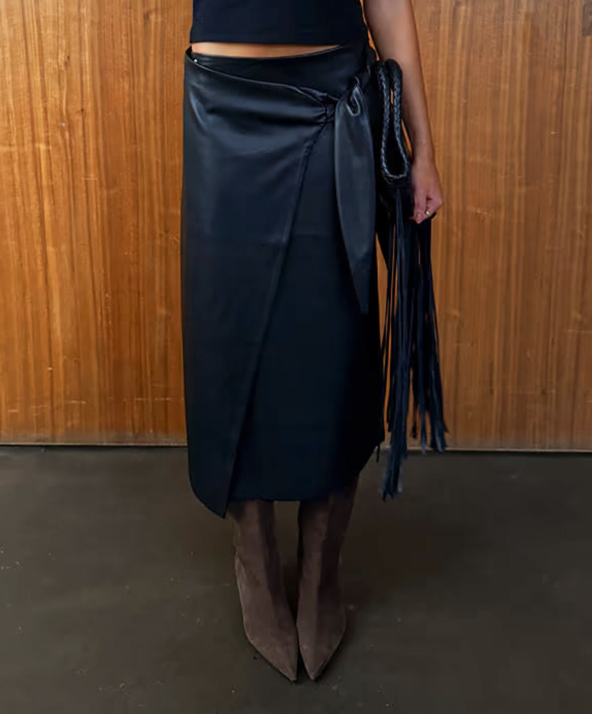Black Vegan Leather Jaspre Skirt