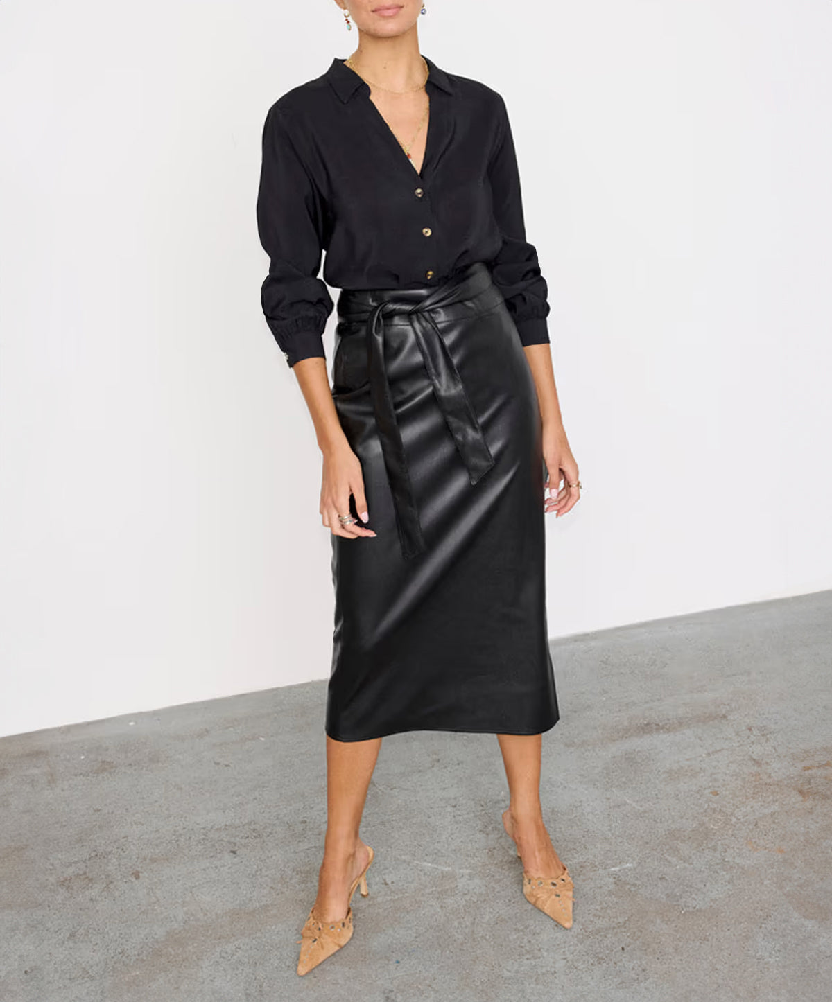 Black Vegan Leather Jaspre Skirt