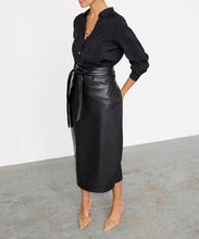 Load image into Gallery viewer, Black Vegan Leather Jaspre Skirt